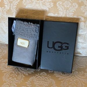 NEW UGG Vintage Gray Suede/Lamb Credit Card Holder